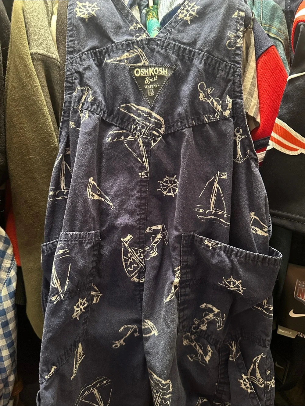 Oshkosh Navy Blue Overalls Shorts- Nautical Sailor- toddler 4T